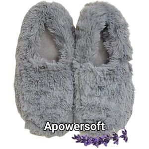 Warmies Grey Fuzzy Slippers